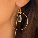 Blue Topaz hydro Threader Earrings ~ 18k Gold Plated Earrings ~ ME105 - Maresia Jewelry