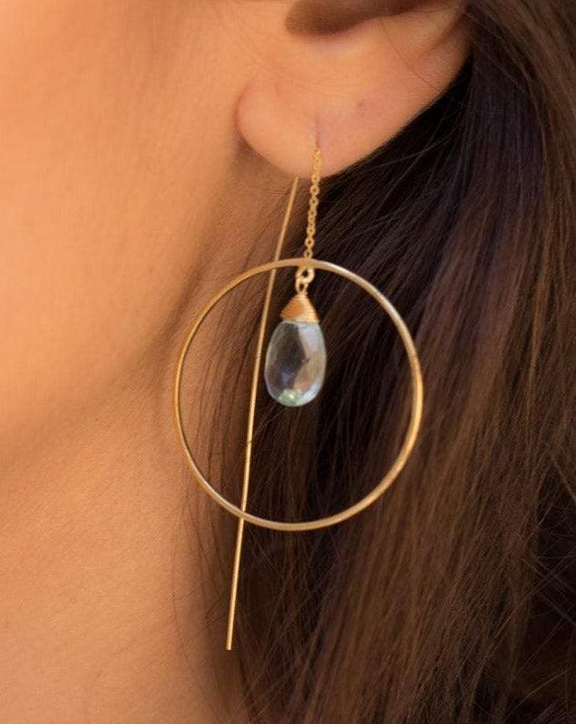 Blue Topaz hydro Threader Earrings ~ 18k Gold Plated Earrings ~ ME105 - Maresia Jewelry