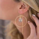 Blue Topaz hydro Threader Earrings ~ 18k Gold Plated Earrings ~ ME105 - Maresia Jewelry