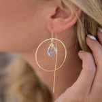 Blue Topaz hydro Threader Earrings ~ 18k Gold Plated Earrings ~ ME105 - Maresia Jewelry