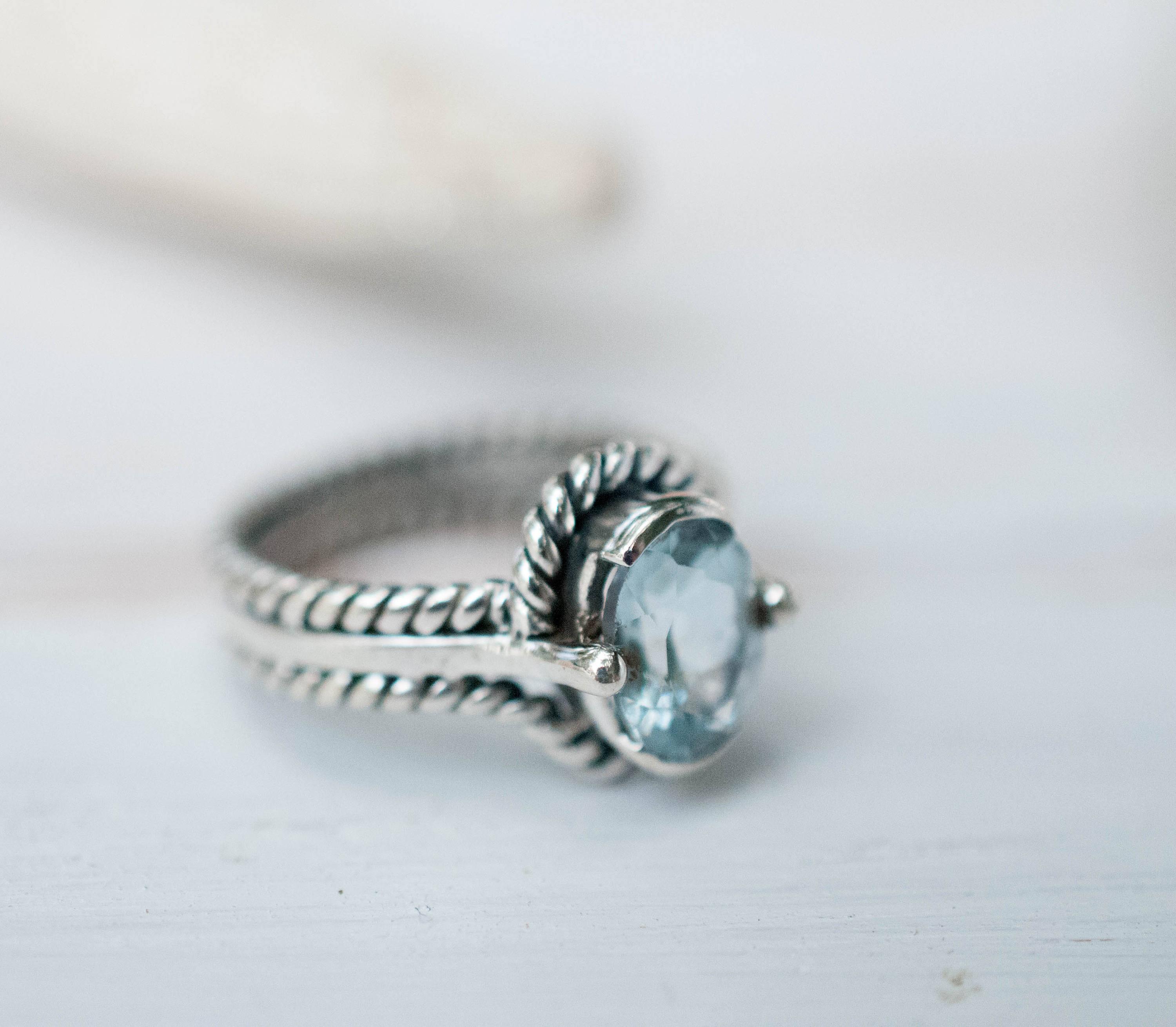 Blue Topaz Ring ~ Sterling Silver 925 ~MR094 - Maresia Jewelry