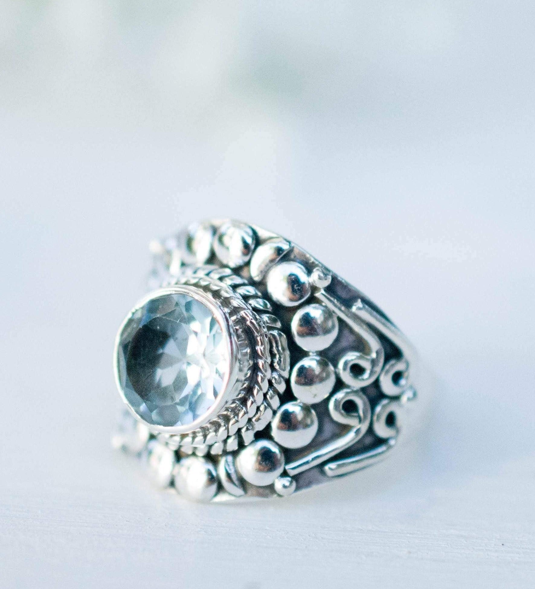Blue Topaz Ring ~ Sterling Silver 925 ~MR096A - Maresia Jewelry