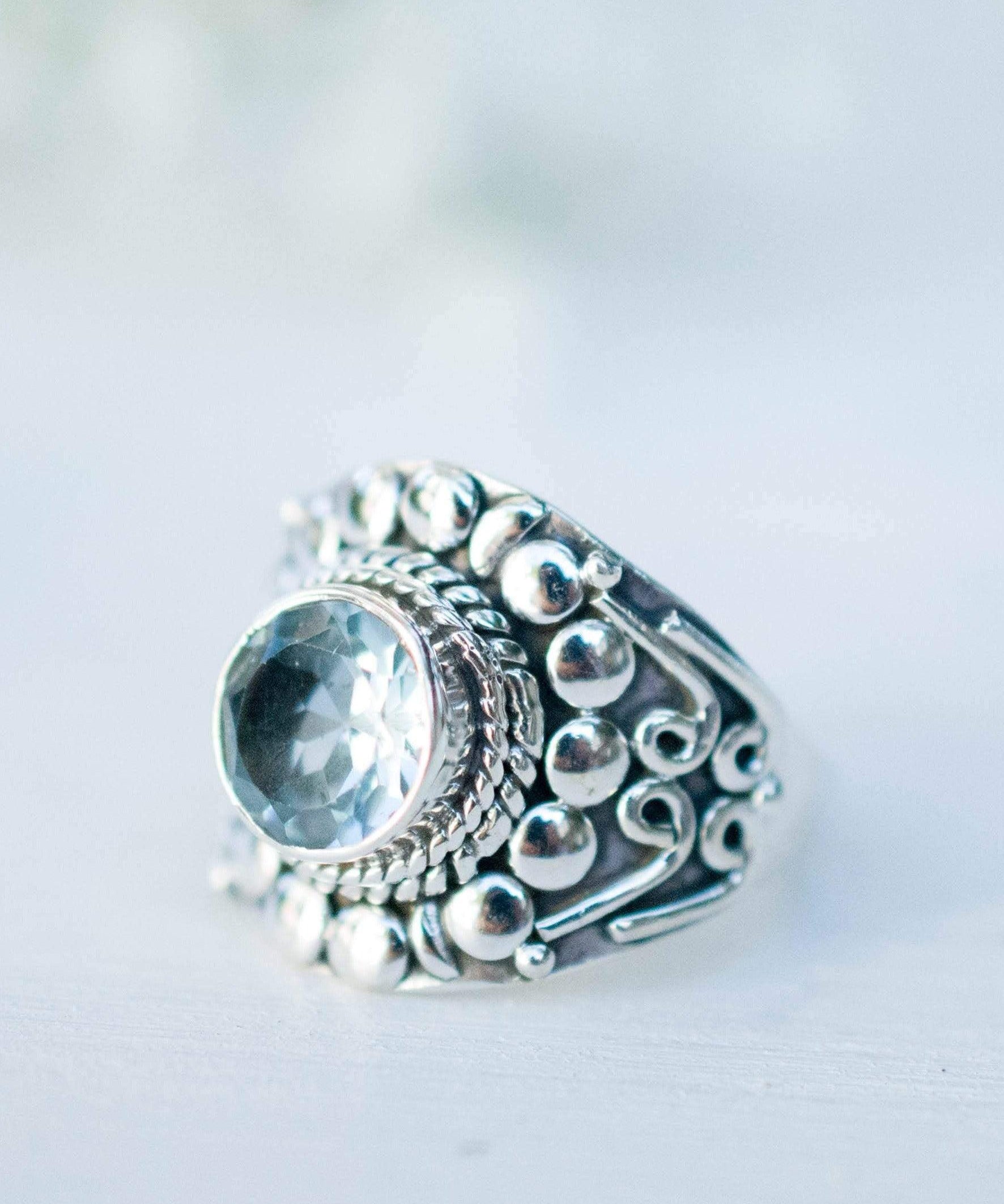 Blue Topaz Ring ~ Sterling Silver 925 ~MR096A - Maresia Jewelry