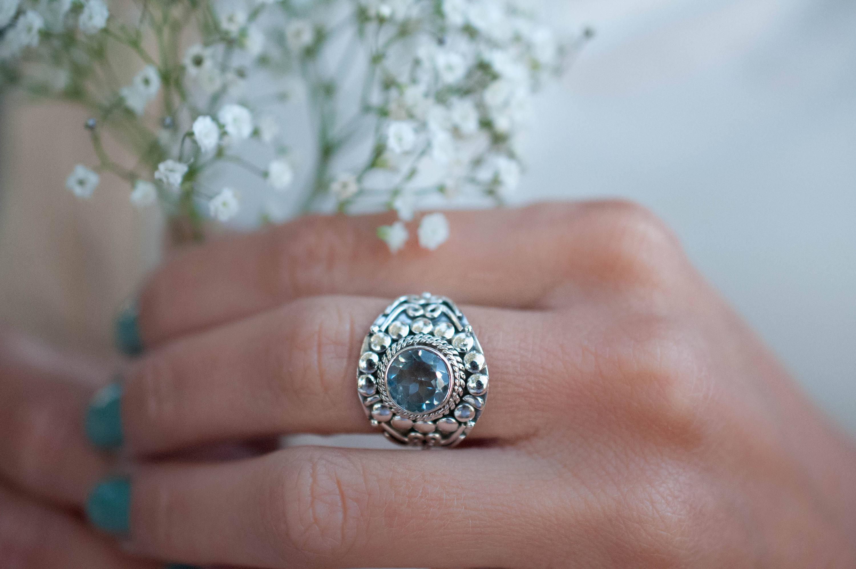 Blue Topaz Ring ~ Sterling Silver 925 ~MR096A - Maresia Jewelry