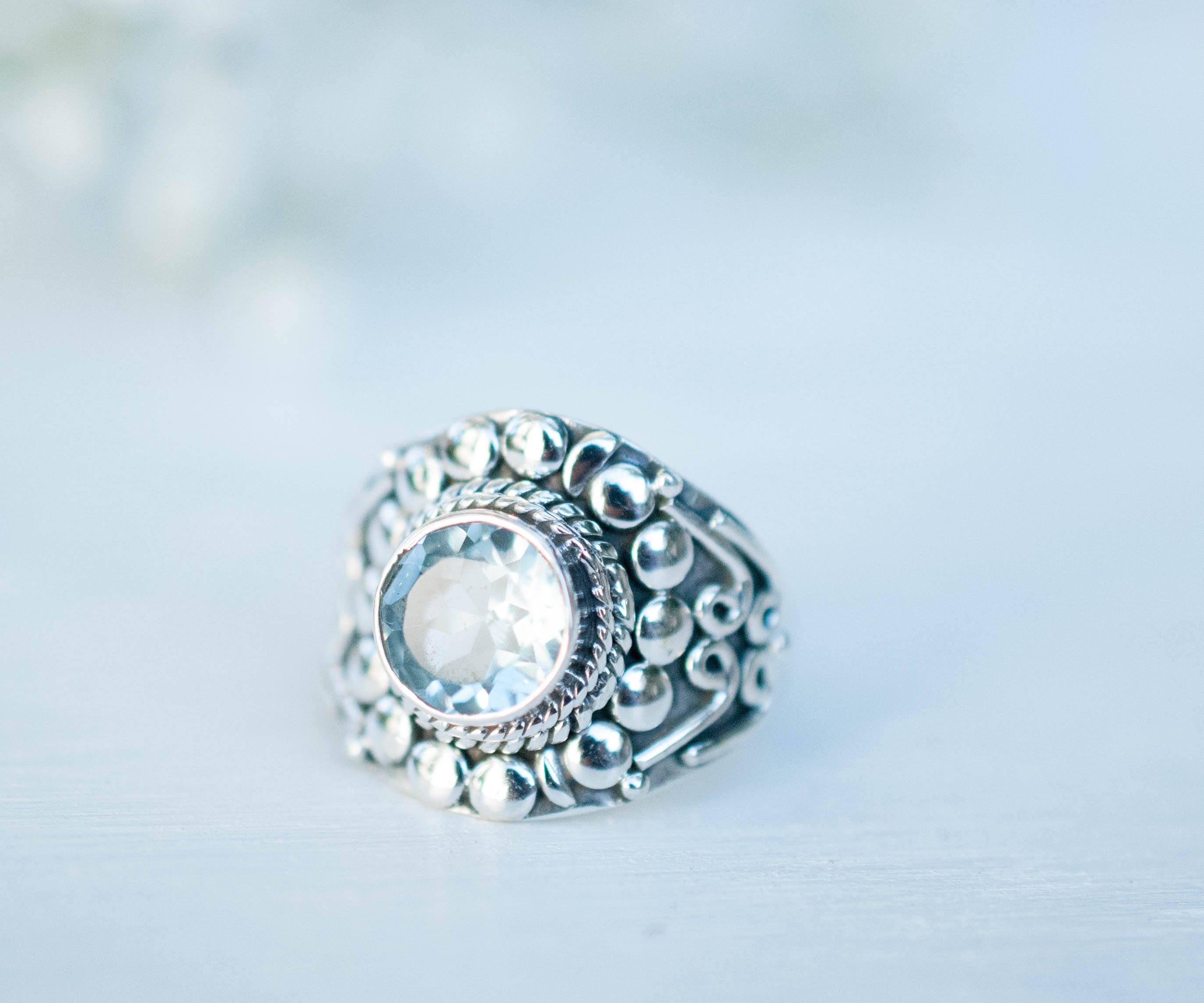 Blue Topaz Ring ~ Sterling Silver 925 ~MR096A - Maresia Jewelry