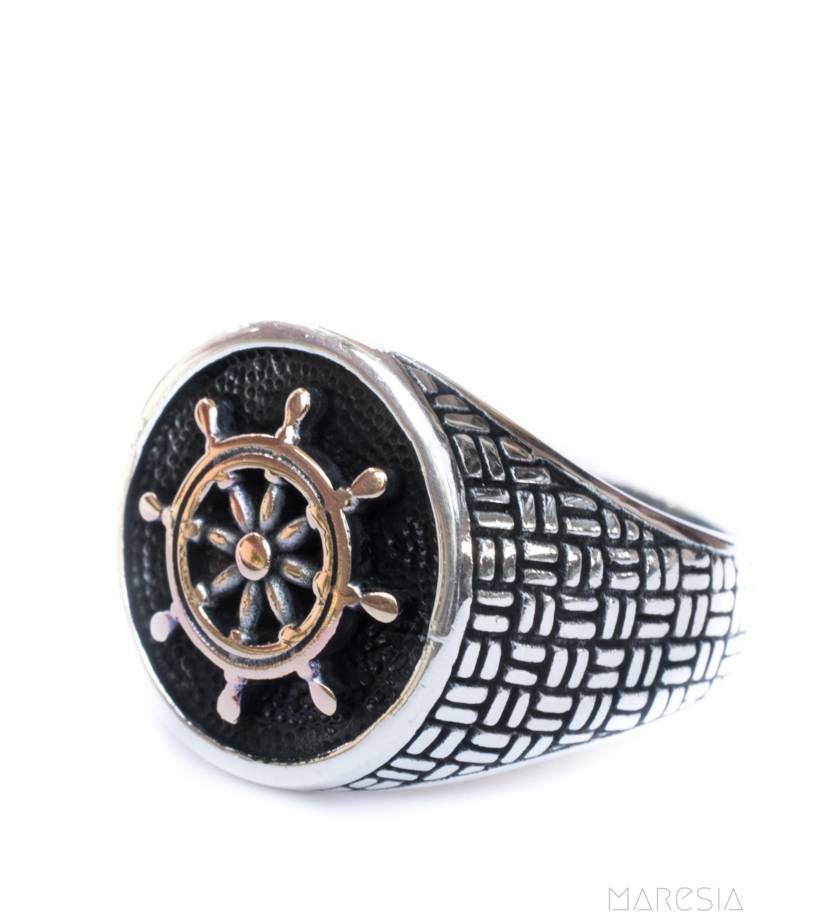 Boat Steering Wheel Men's Ring ~ Sterling Silver 925 ~ - Maresia Jewelry
