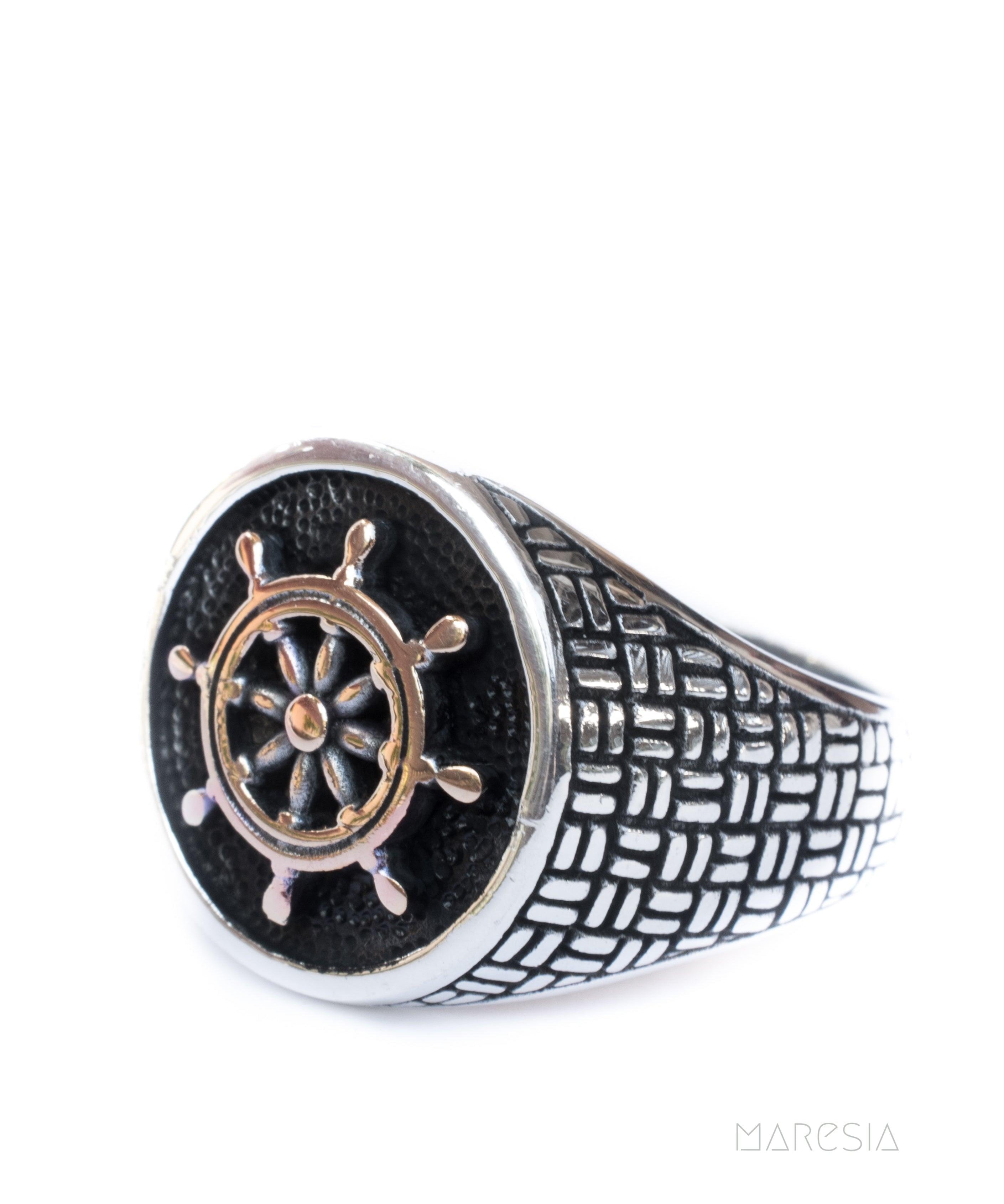 Boat Steering Wheel Men's Ring ~ Sterling Silver 925 ~ - Maresia Jewelry
