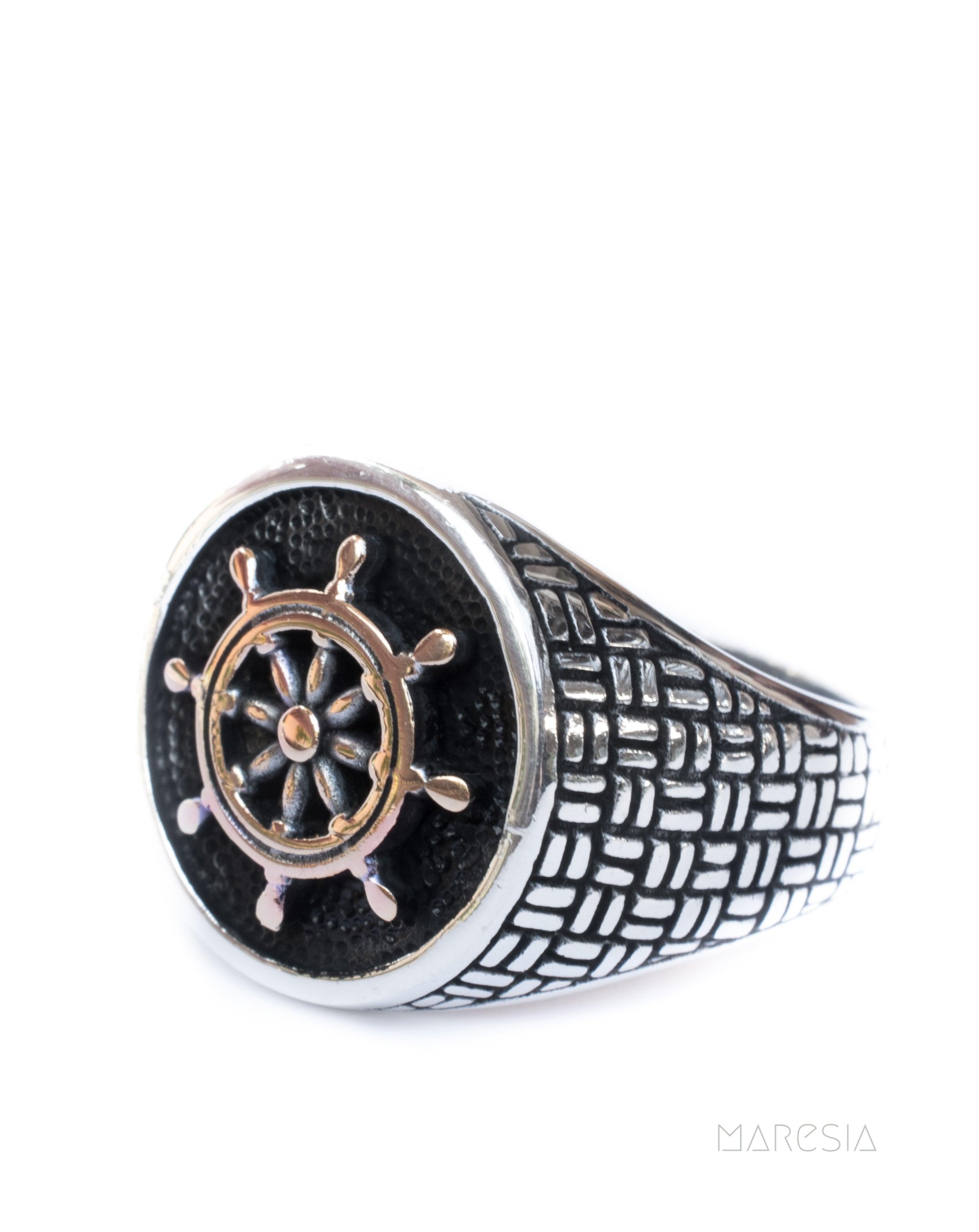 Boat Steering Wheel Men's Ring ~ Sterling Silver 925 ~ - Maresia Jewelry