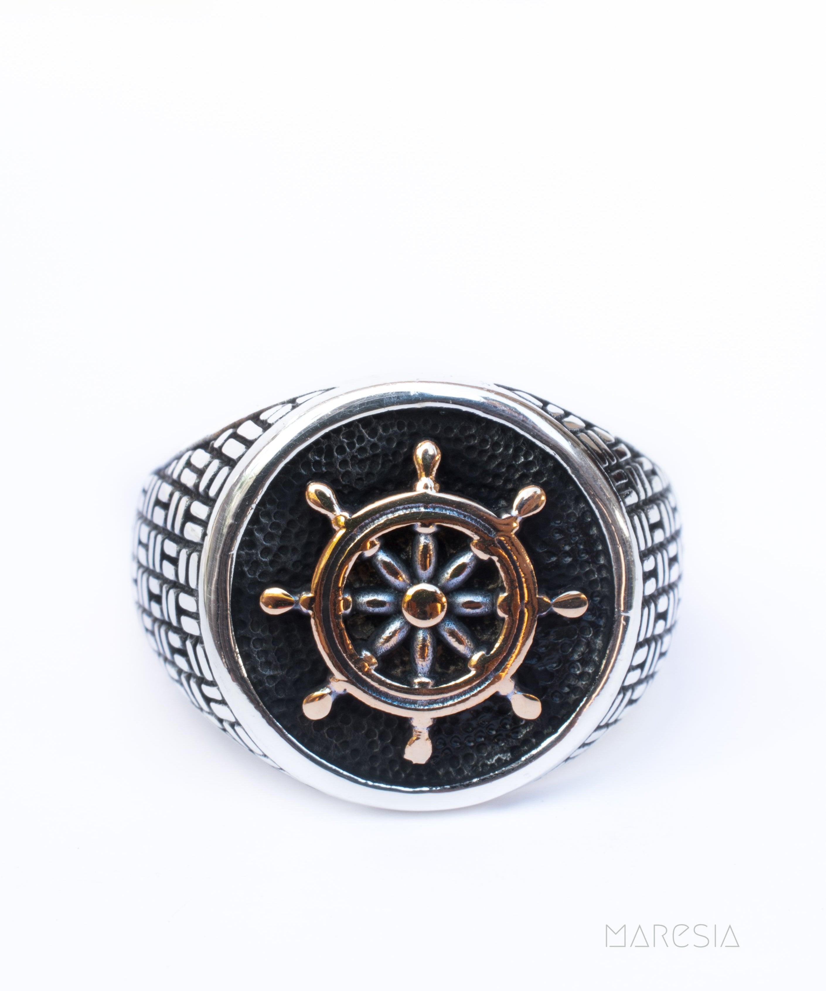 Boat Steering Wheel Men's Ring ~ Sterling Silver 925 ~ - Maresia Jewelry