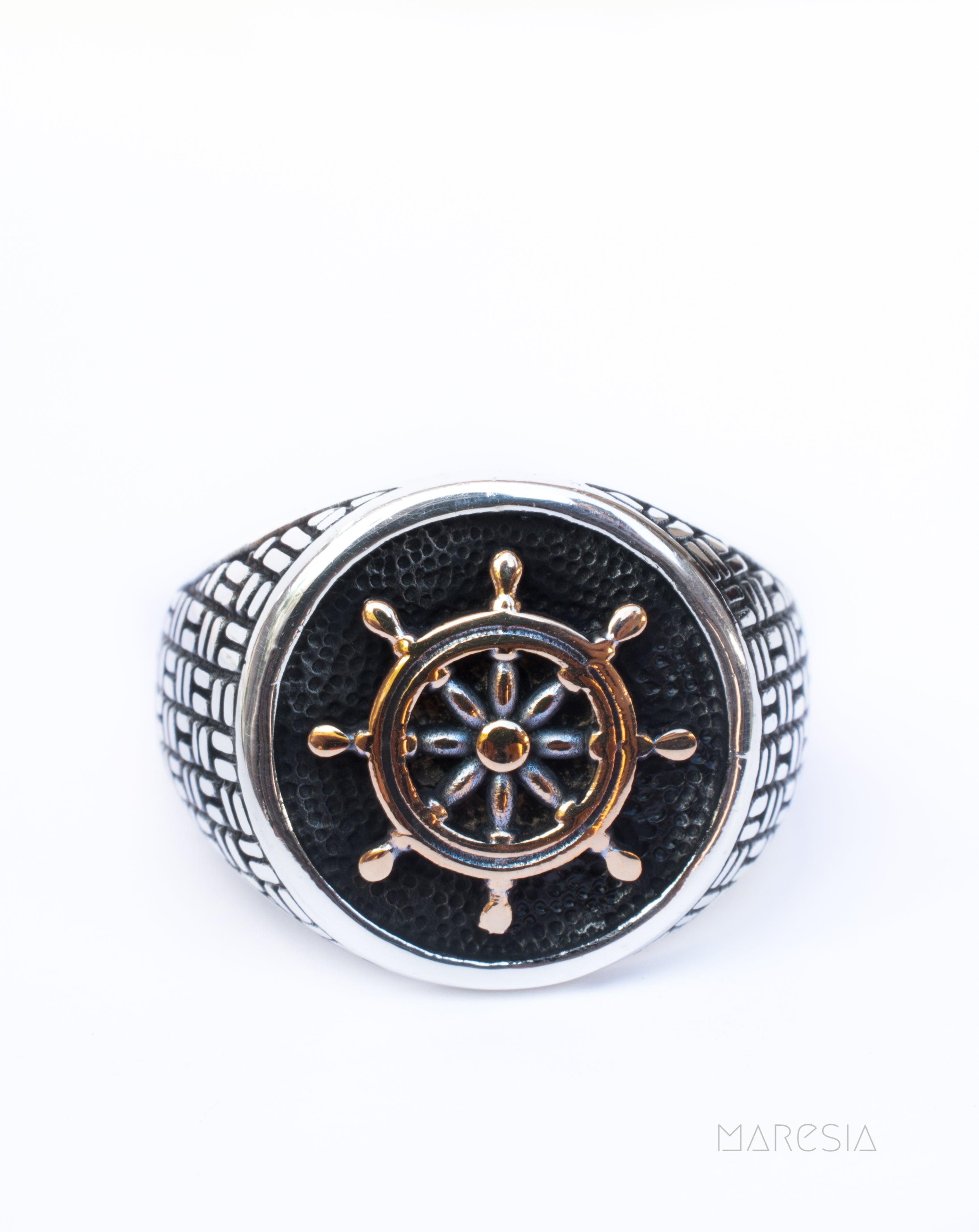 Boat Steering Wheel Men's Ring ~ Sterling Silver 925 ~ - Maresia Jewelry