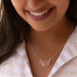 Rose quartz half moon Necklace ~ Sterling Silver 925 ~Jewelry ~ Gift For Her ~ Minimalist~ Handmade~ Thin Chain~ Delicate ~Layered ~ MN091