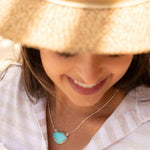 Turquoise Half Moon Necklace ~ Sterling Silver 925 ~Jewelry ~ Gift For Her ~ Minimalist~ Handmade~ Thin Chain~ Delicate ~Layered ~ MN089