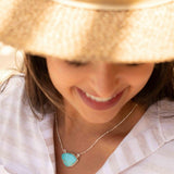 Turquoise Half Moon Necklace ~ Sterling Silver 925 ~Jewelry ~ Gift For Her ~ Minimalist~ Handmade~ Thin Chain~ Delicate ~Layered ~ MN089