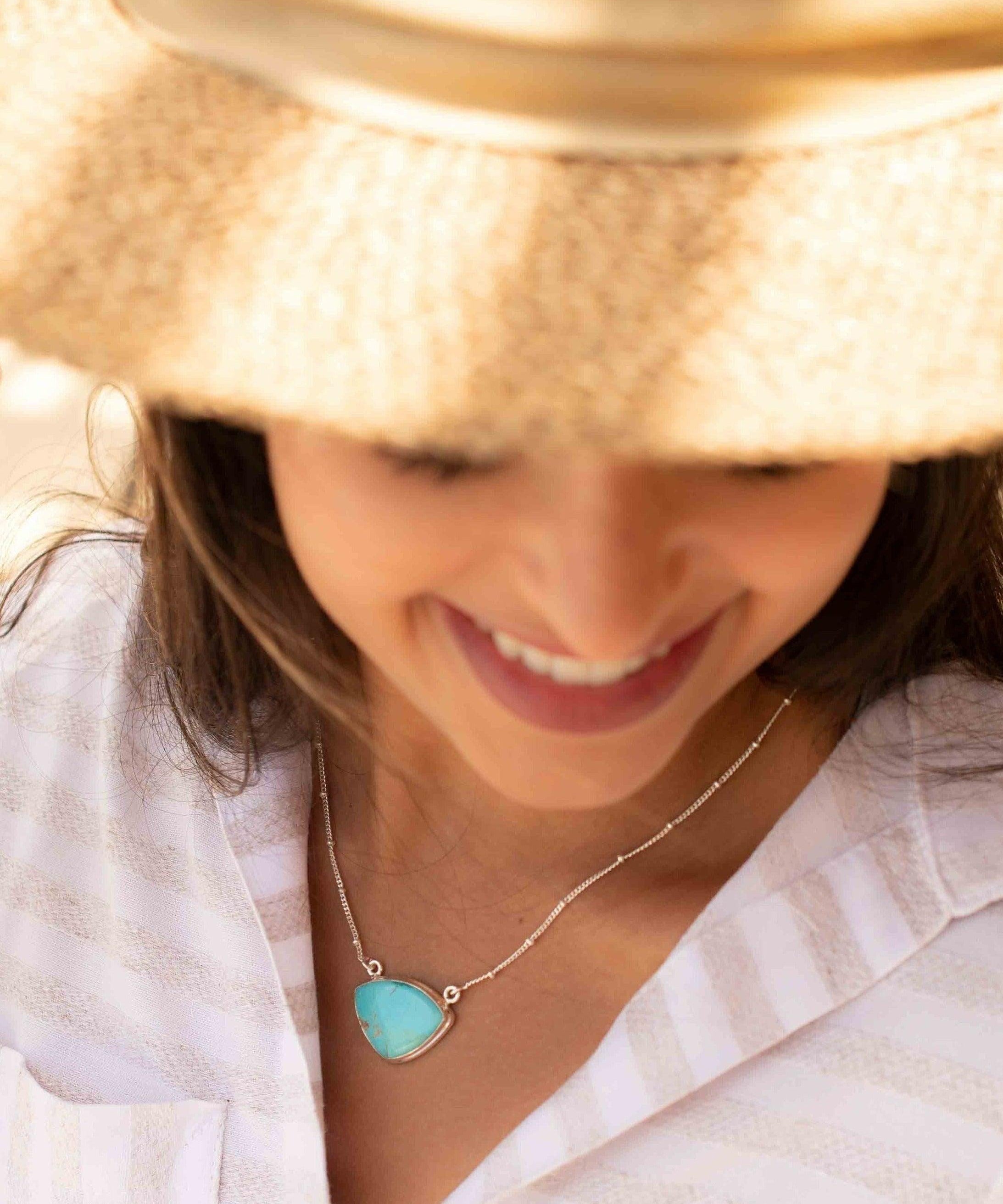 Turquoise Half Moon Necklace ~ Sterling Silver 925 ~Jewelry ~ Gift For Her ~ Minimalist~ Handmade~ Thin Chain~ Delicate ~Layered ~ MN089