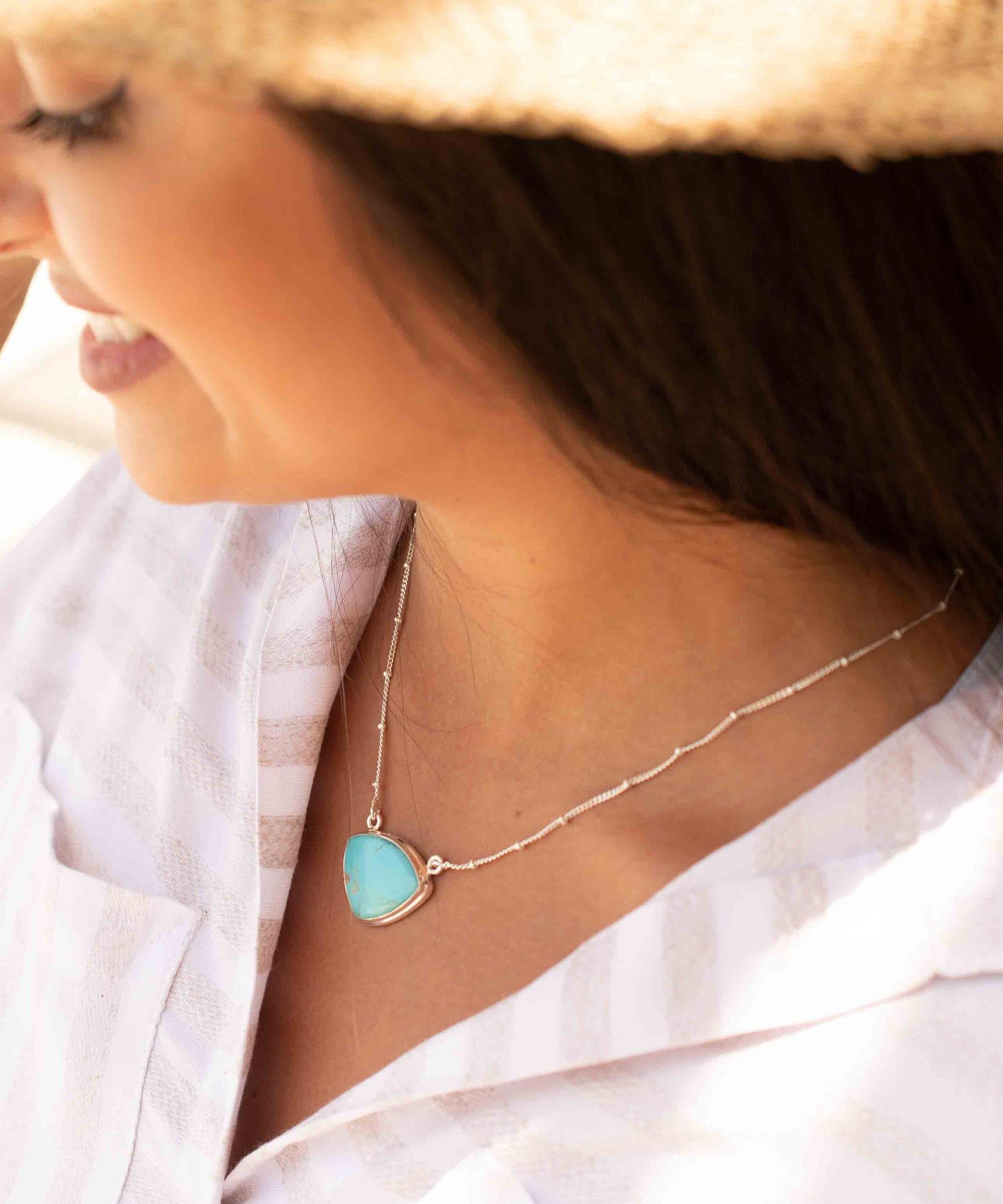 Turquoise Half Moon Necklace ~ Sterling Silver 925 ~Jewelry ~ Gift For Her ~ Minimalist~ Handmade~ Thin Chain~ Delicate ~Layered ~ MN089