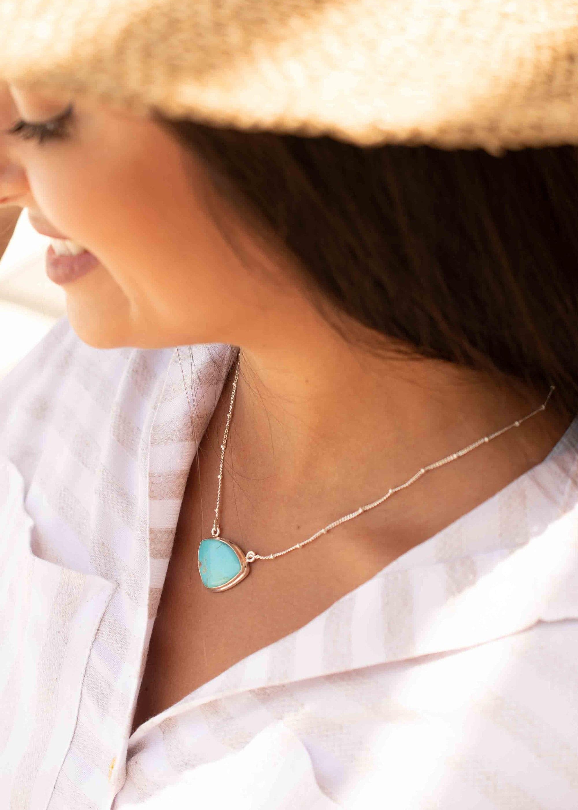 Turquoise Half Moon Necklace ~ Sterling Silver 925 ~Jewelry ~ Gift For Her ~ Minimalist~ Handmade~ Thin Chain~ Delicate ~Layered ~ MN089