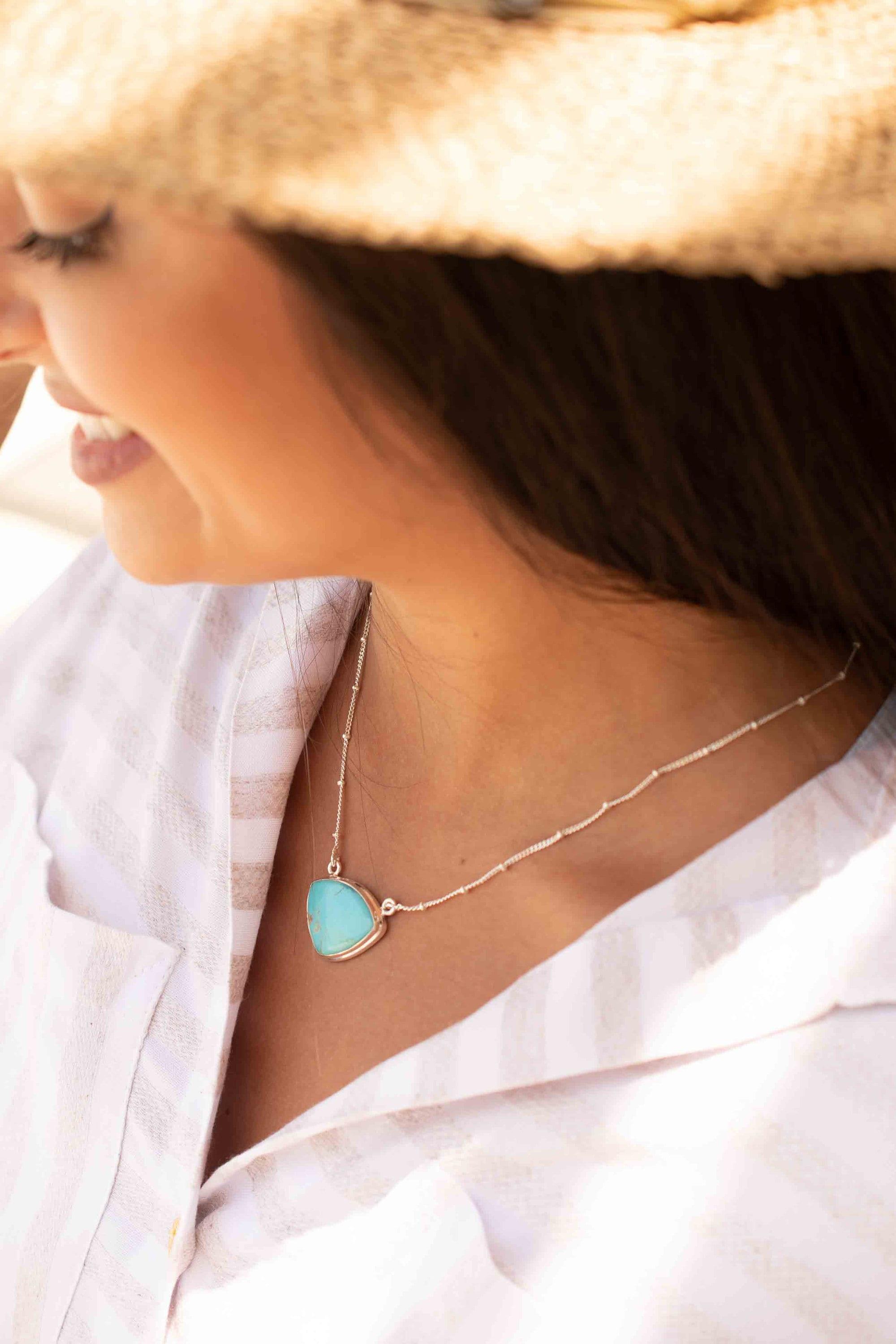 Turquoise Half Moon Necklace ~ Sterling Silver 925 ~Jewelry ~ Gift For Her ~ Minimalist~ Handmade~ Thin Chain~ Delicate ~Layered ~ MN089