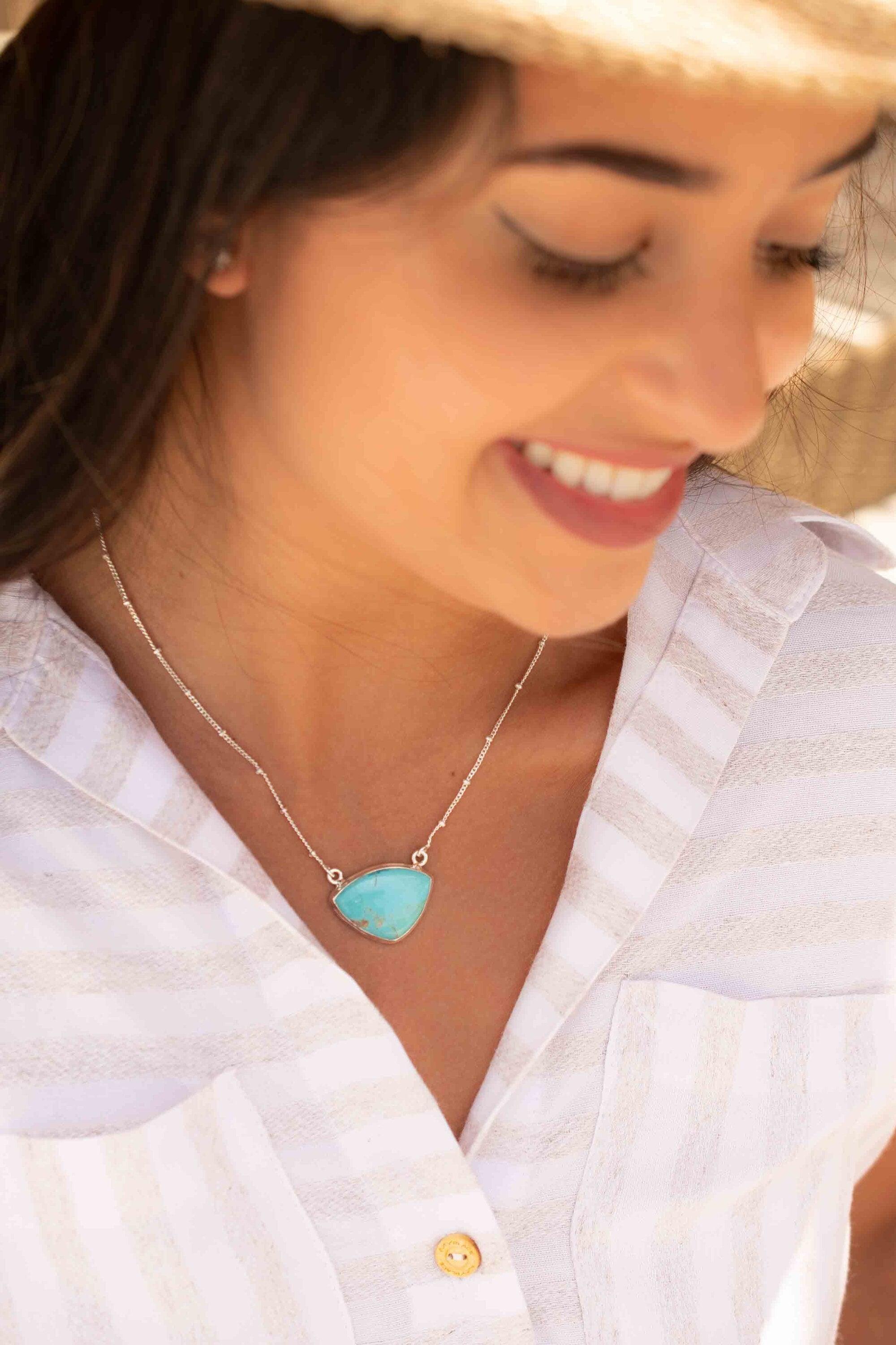 Turquoise Half Moon Necklace ~ Sterling Silver 925 ~Jewelry ~ Gift For Her ~ Minimalist~ Handmade~ Thin Chain~ Delicate ~Layered ~ MN089