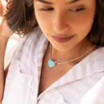 Turquoise Half Moon Necklace ~ Sterling Silver 925 ~Jewelry ~ Gift For Her ~ Minimalist~ Handmade~ Thin Chain~ Delicate ~Layered ~ MN089