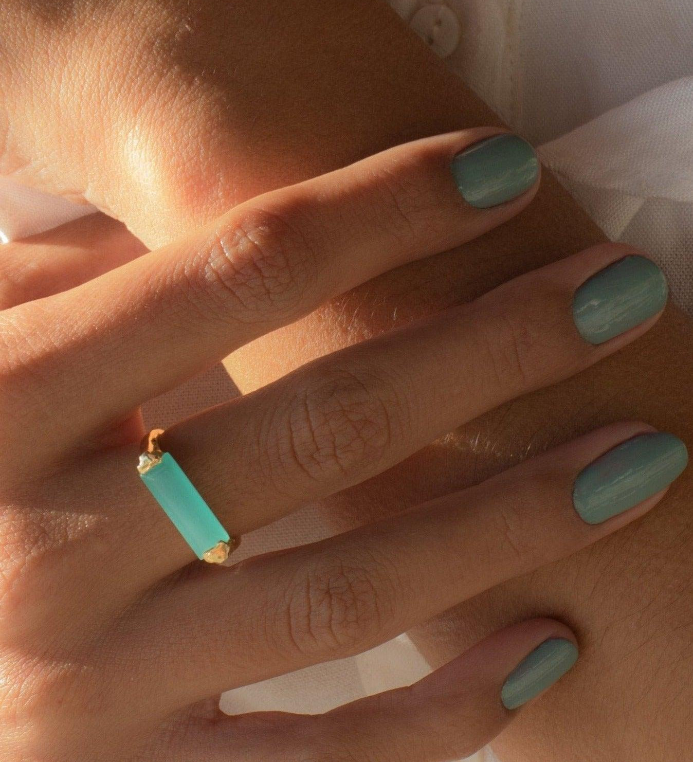 Aqua Chalcedony Gold Ring ~18k Gold Plated ~ MR162 - Maresia Jewelry