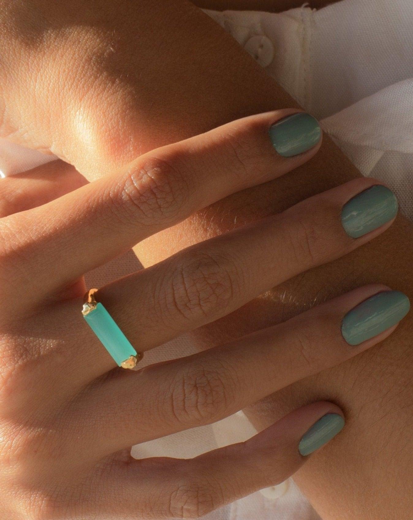 Aqua Chalcedony Gold Ring ~18k Gold Plated ~ MR162 - Maresia Jewelry