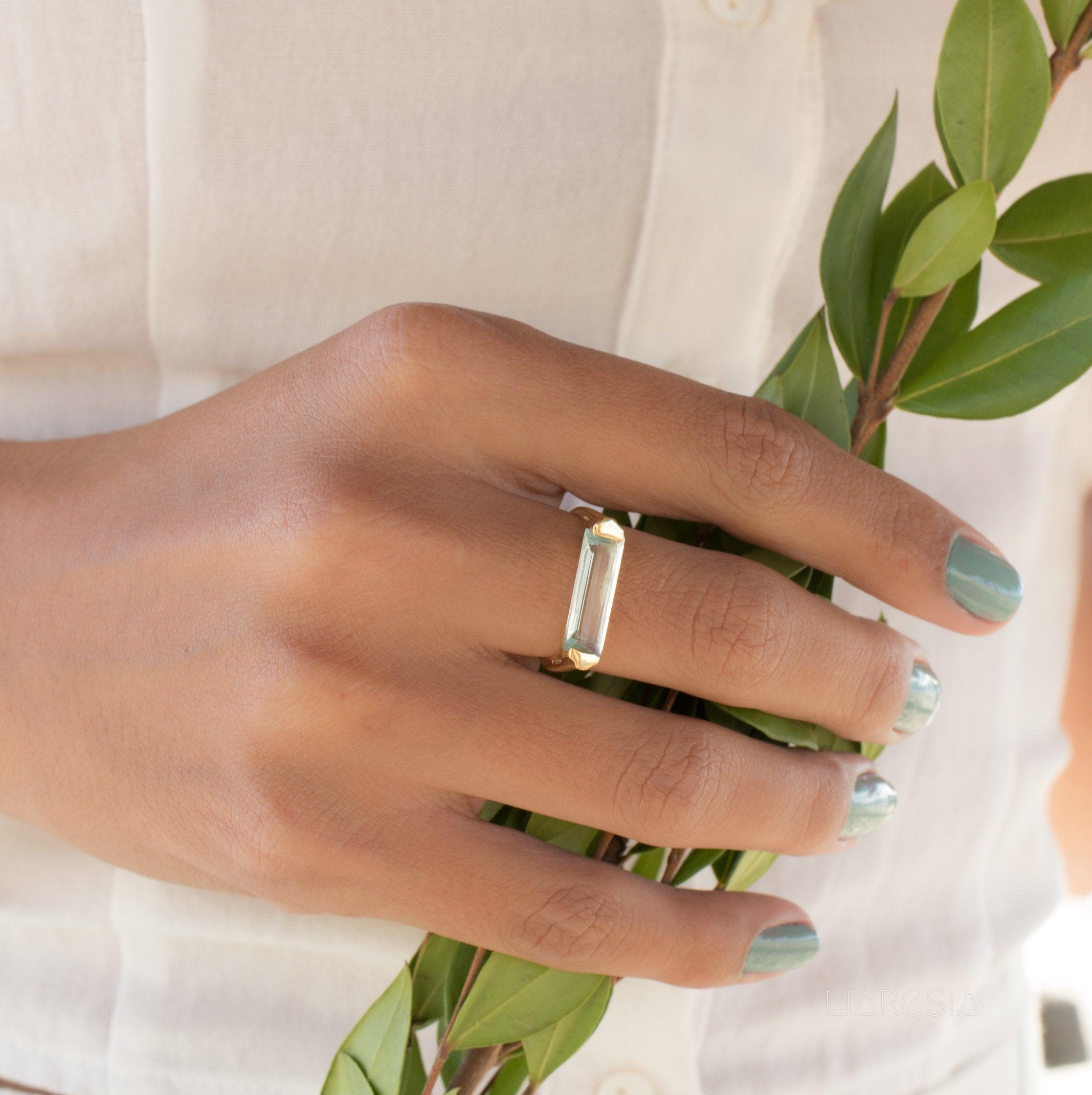 Blue Topaz Hydro Ring ~ 18k Gold Plated ~ MR166 - Maresia Jewelry