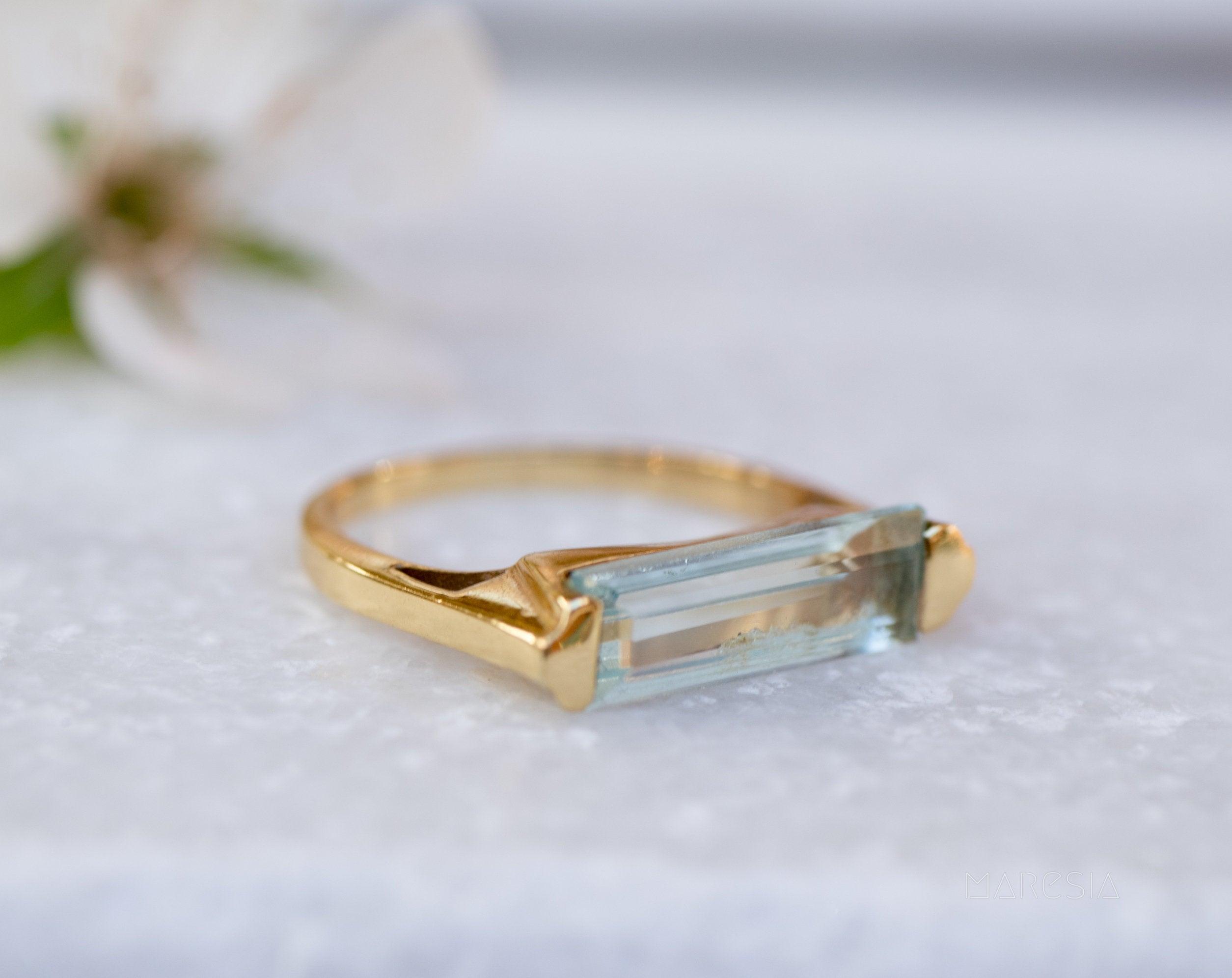 Blue Topaz Hydro Ring ~ 18k Gold Plated ~ MR166 - Maresia Jewelry