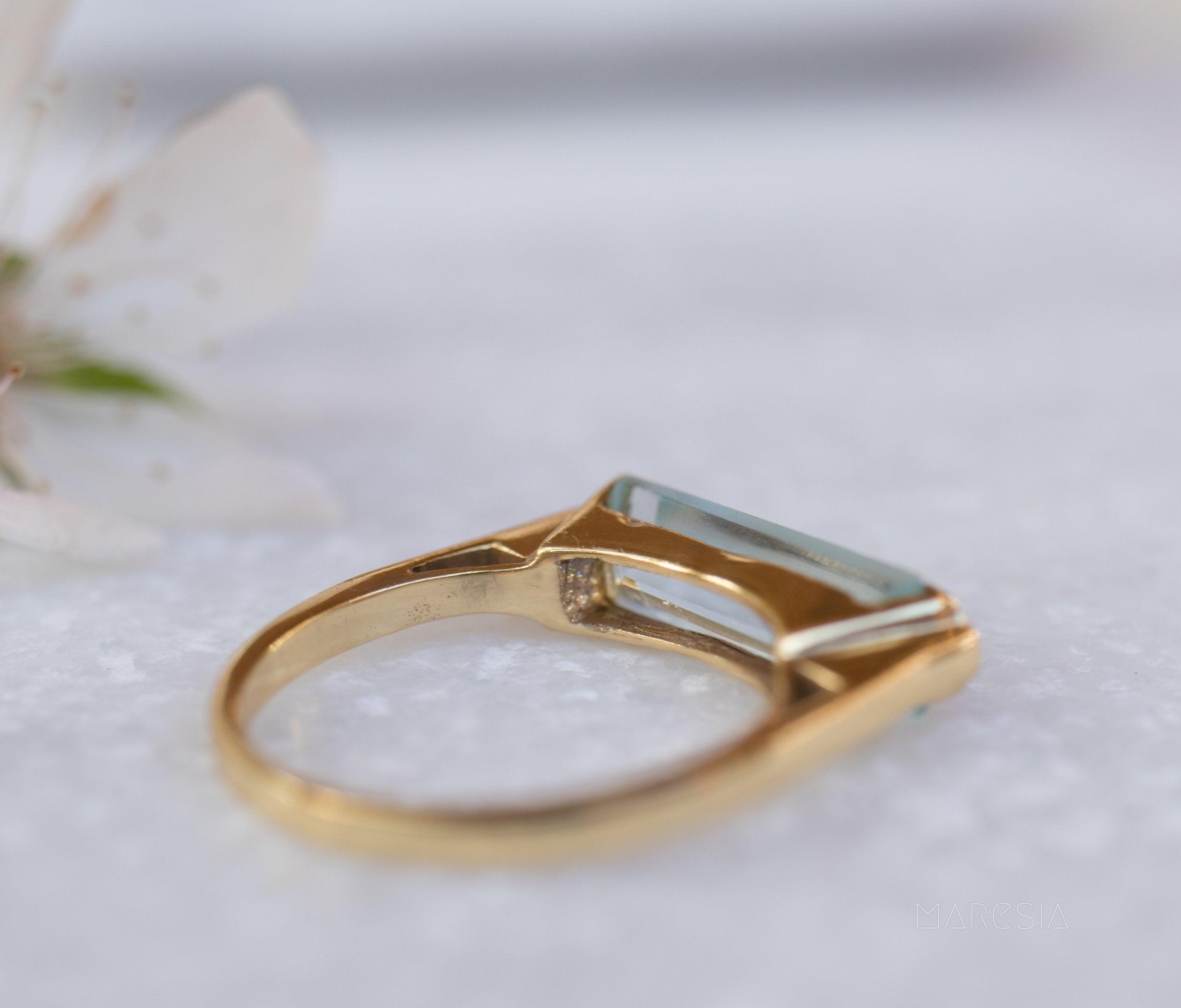 Blue Topaz Hydro Ring ~ 18k Gold Plated ~ MR166 - Maresia Jewelry