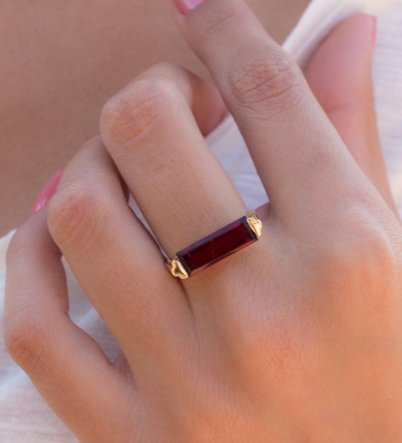 Garnet Hydro Ring ~ 18k Gold Plated ~ MR165 - Maresia Jewelry