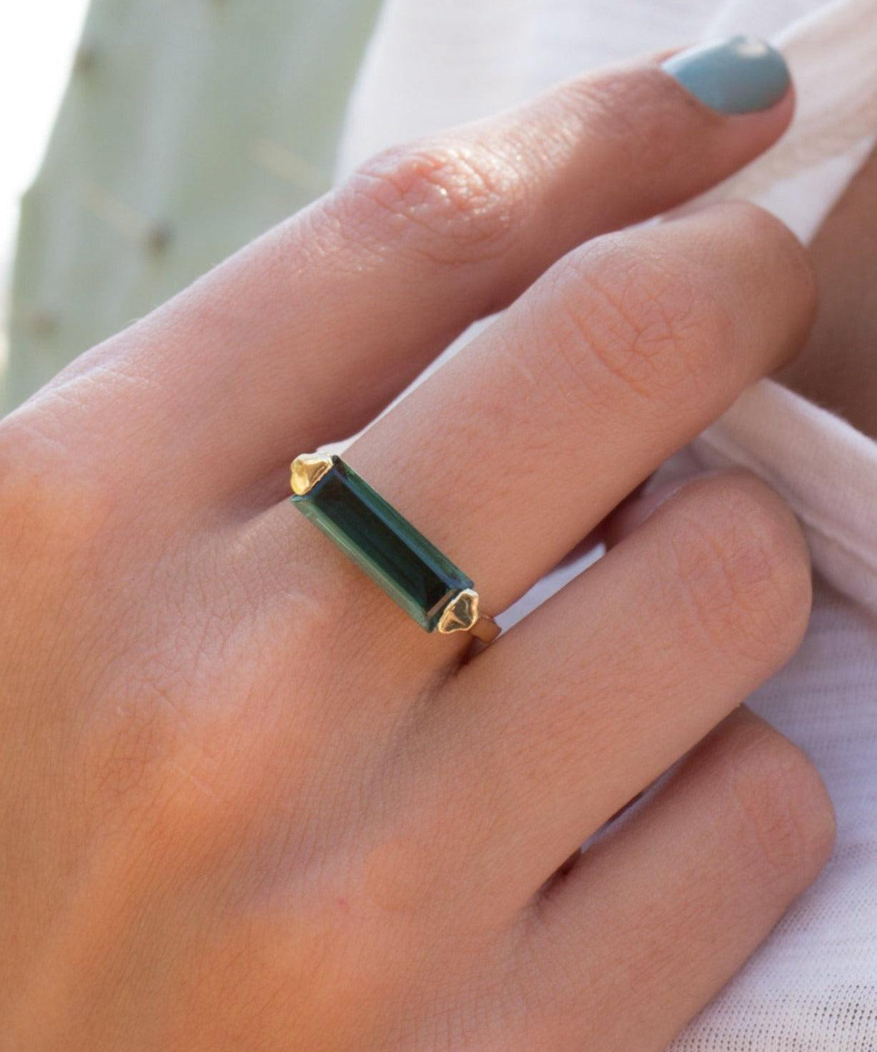 Green Tourmaline Hydro Ring ~ 18k Gold Plated ~ MR164 - Maresia Jewelry