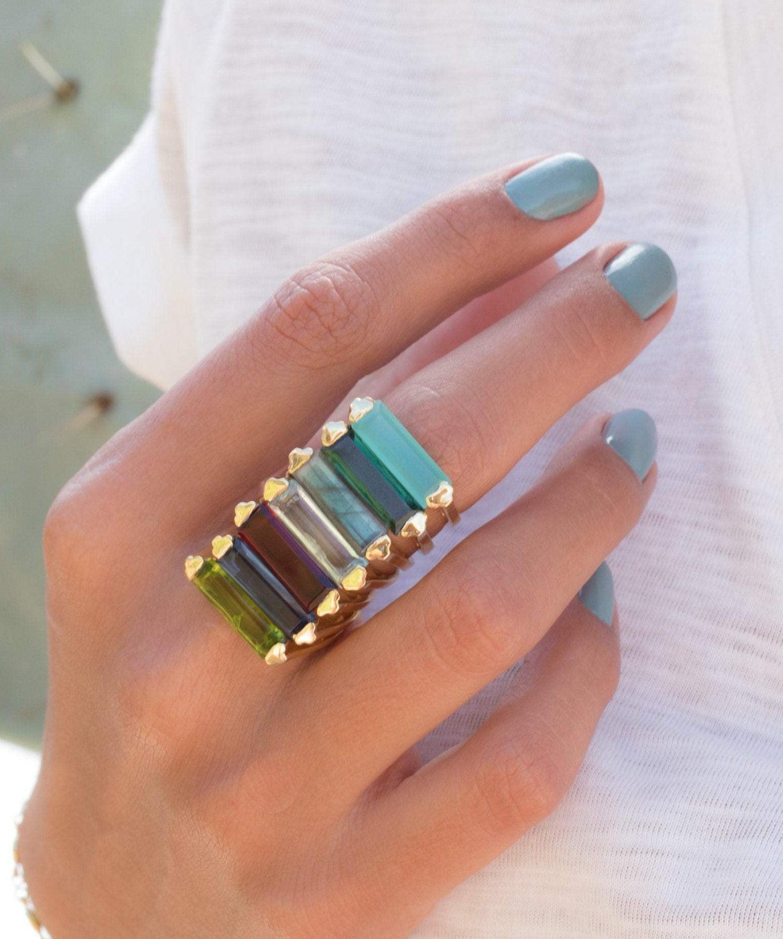 Green Tourmaline Hydro Ring ~ 18k Gold Plated ~ MR164 - Maresia Jewelry