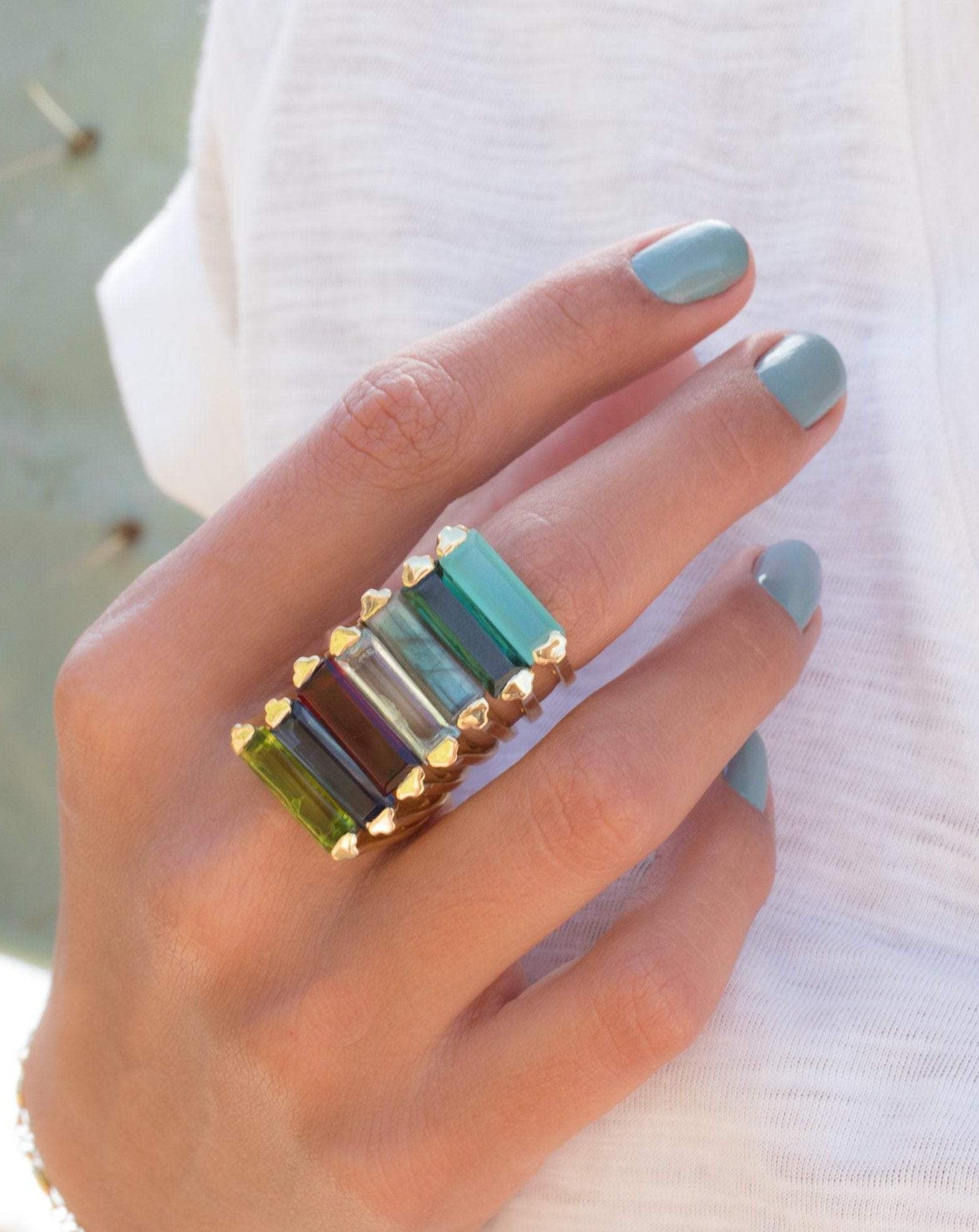 Green Tourmaline Hydro Ring ~ 18k Gold Plated ~ MR164 - Maresia Jewelry