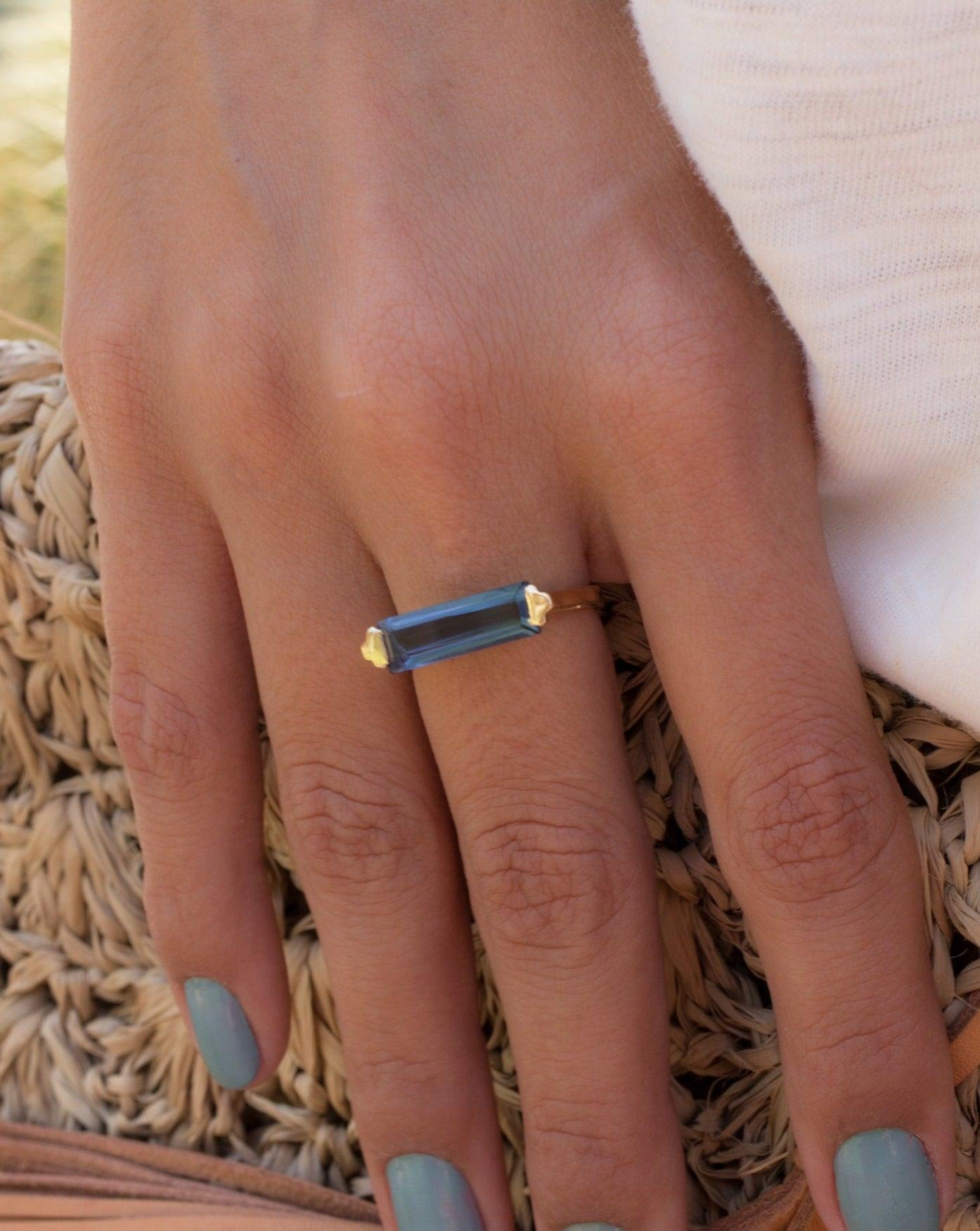Iolite Hydro Ring  ~ 18k Gold Plated ~ MR163 - Maresia Jewelry