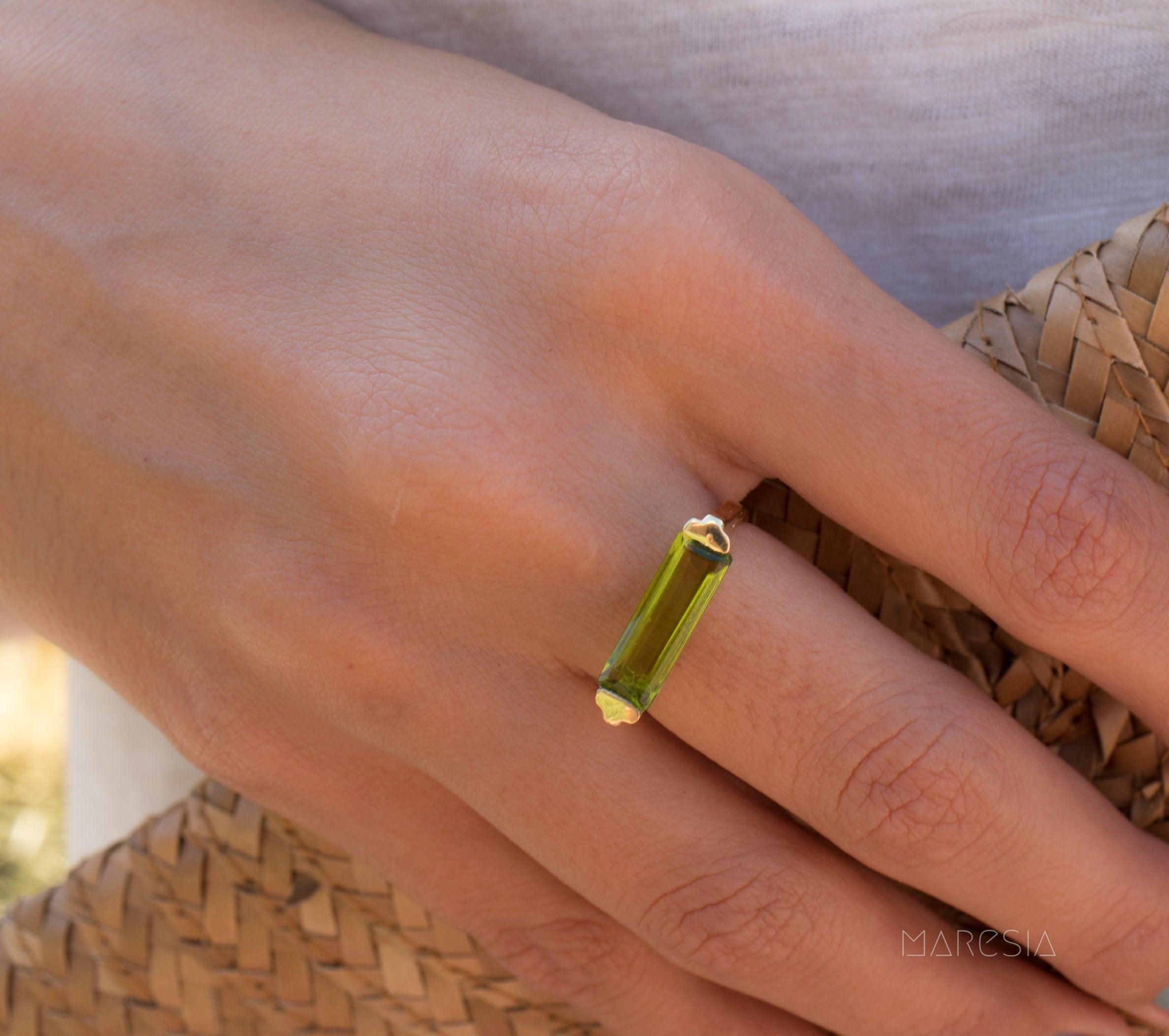 Peridot Hydro Ring ~ 18k Gold Plated ~MR160 - Maresia Jewelry