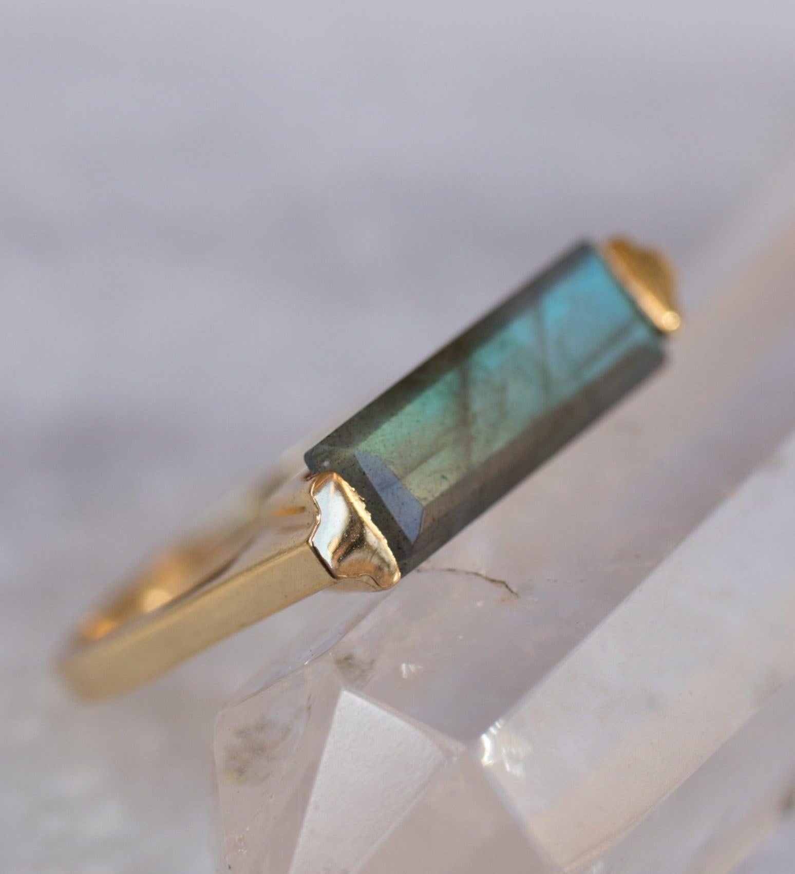 Rainbow Labradorite Ring ~  18k Gold Plated ~ MR161 - Maresia Jewelry