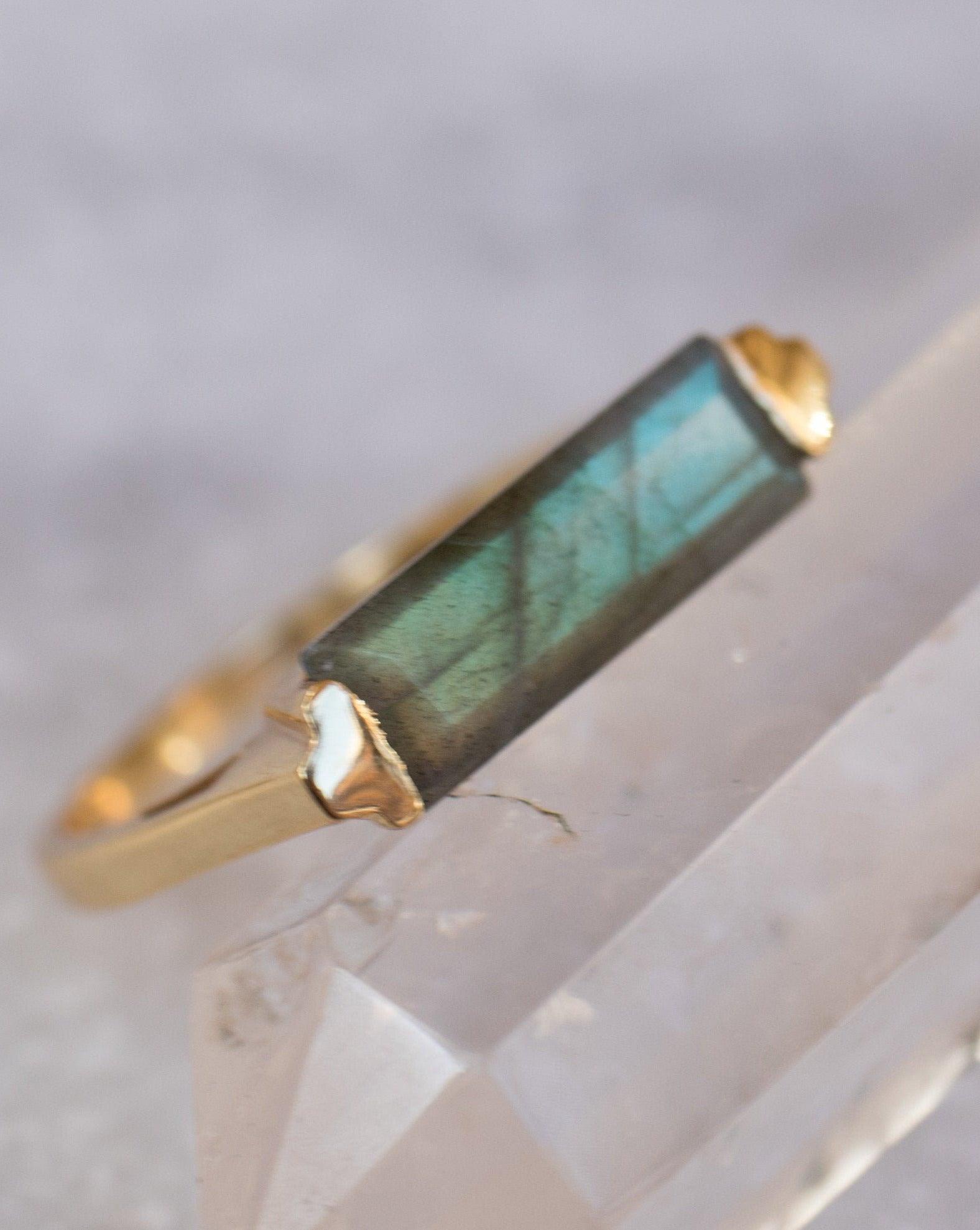 Rainbow Labradorite Ring ~  18k Gold Plated ~ MR161 - Maresia Jewelry