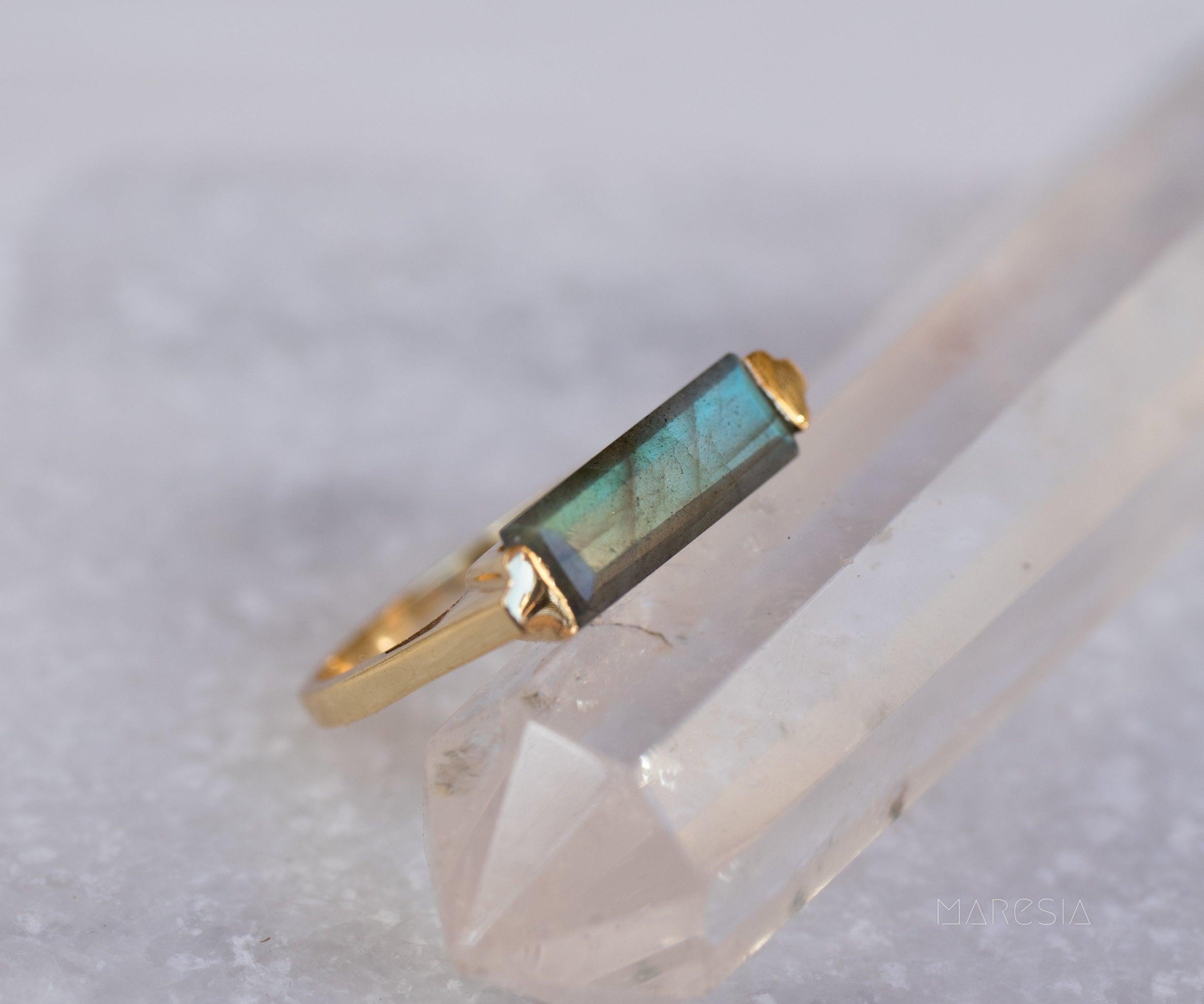Rainbow Labradorite Ring ~  18k Gold Plated ~ MR161 - Maresia Jewelry