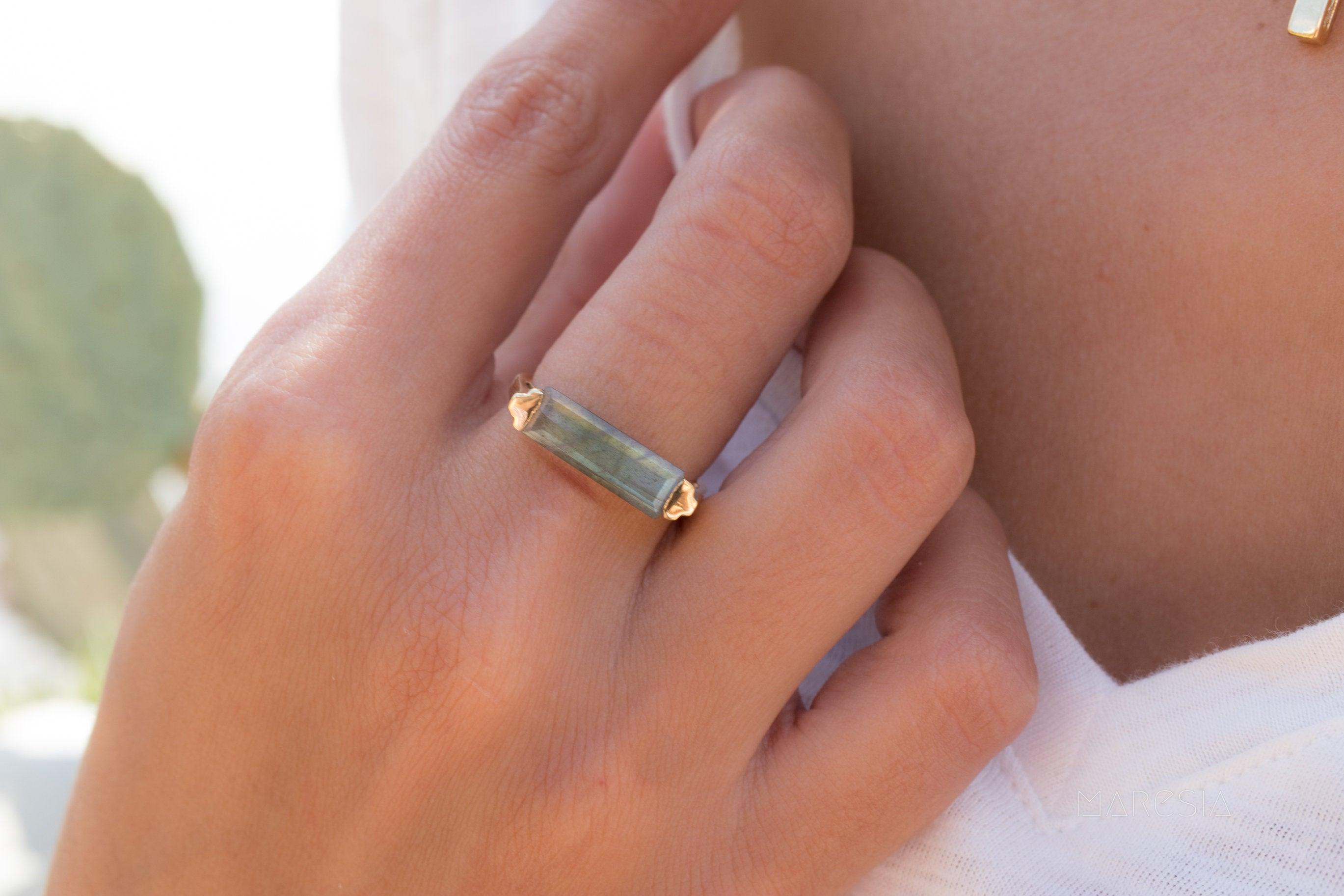 Rainbow Labradorite Ring ~  18k Gold Plated ~ MR161 - Maresia Jewelry
