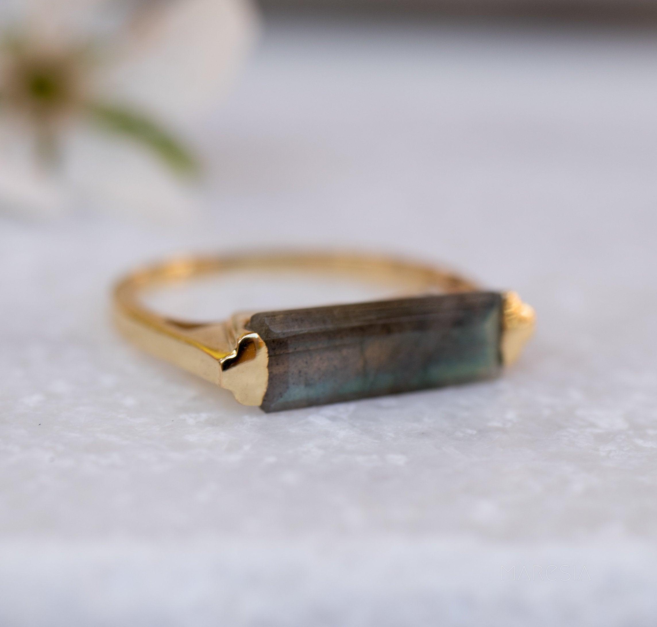 Rainbow Labradorite Ring ~  18k Gold Plated ~ MR161 - Maresia Jewelry
