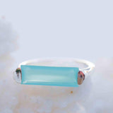Aqua Chalcedony Ring ~ Sterling Silver 925 ~ Rectangular Stone  ~ Jewelry ~ Handmade ~ Boho ~ Stackable ~ Green Stone ~ MR234