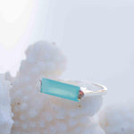 Aqua Chalcedony Ring ~ Sterling Silver 925 ~ Rectangular Stone  ~ Jewelry ~ Handmade ~ Boho ~ Stackable ~ Green Stone ~ MR234