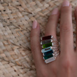 Aqua Chalcedony Ring ~ Sterling Silver 925 ~ Rectangular Stone  ~ Jewelry ~ Handmade ~ Boho ~ Stackable ~ Green Stone ~ MR234