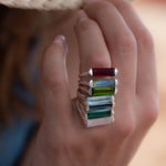 Aqua Chalcedony Ring ~ Sterling Silver 925 ~ Rectangular Stone  ~ Jewelry ~ Handmade ~ Boho ~ Stackable ~ Green Stone ~ MR234