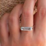 Blue Topaz Hydro Ring ~ Sterling Silver 925 ~ Rectangular Stone ~ Jewelry ~ Handmade ~ Boho ~ MR229