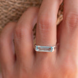 Blue Topaz Hydro Ring ~ Sterling Silver 925 ~ Rectangular Stone ~ Jewelry ~ Handmade ~ Boho ~ MR229