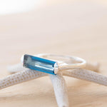 Blue Topaz Hydro Ring ~ Sterling Silver 925 ~ Rectangular Stone ~ Jewelry ~ Handmade ~ Boho ~ MR229