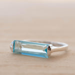 Blue Topaz Hydro Ring ~ Sterling Silver 925 ~ Rectangular Stone ~ Jewelry ~ Handmade ~ Boho ~ MR229