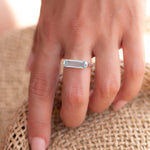 Blue Topaz Hydro Ring ~ Sterling Silver 925 ~ Rectangular Stone ~ Jewelry ~ Handmade ~ Boho ~ MR229