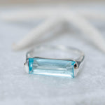 Blue Topaz Hydro Ring ~ Sterling Silver 925 ~ Rectangular Stone ~ Jewelry ~ Handmade ~ Boho ~ MR229