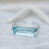 Blue Topaz Hydro Ring ~ Sterling Silver 925 ~ Rectangular Stone ~ Jewelry ~ Handmade ~ Boho ~ MR229
